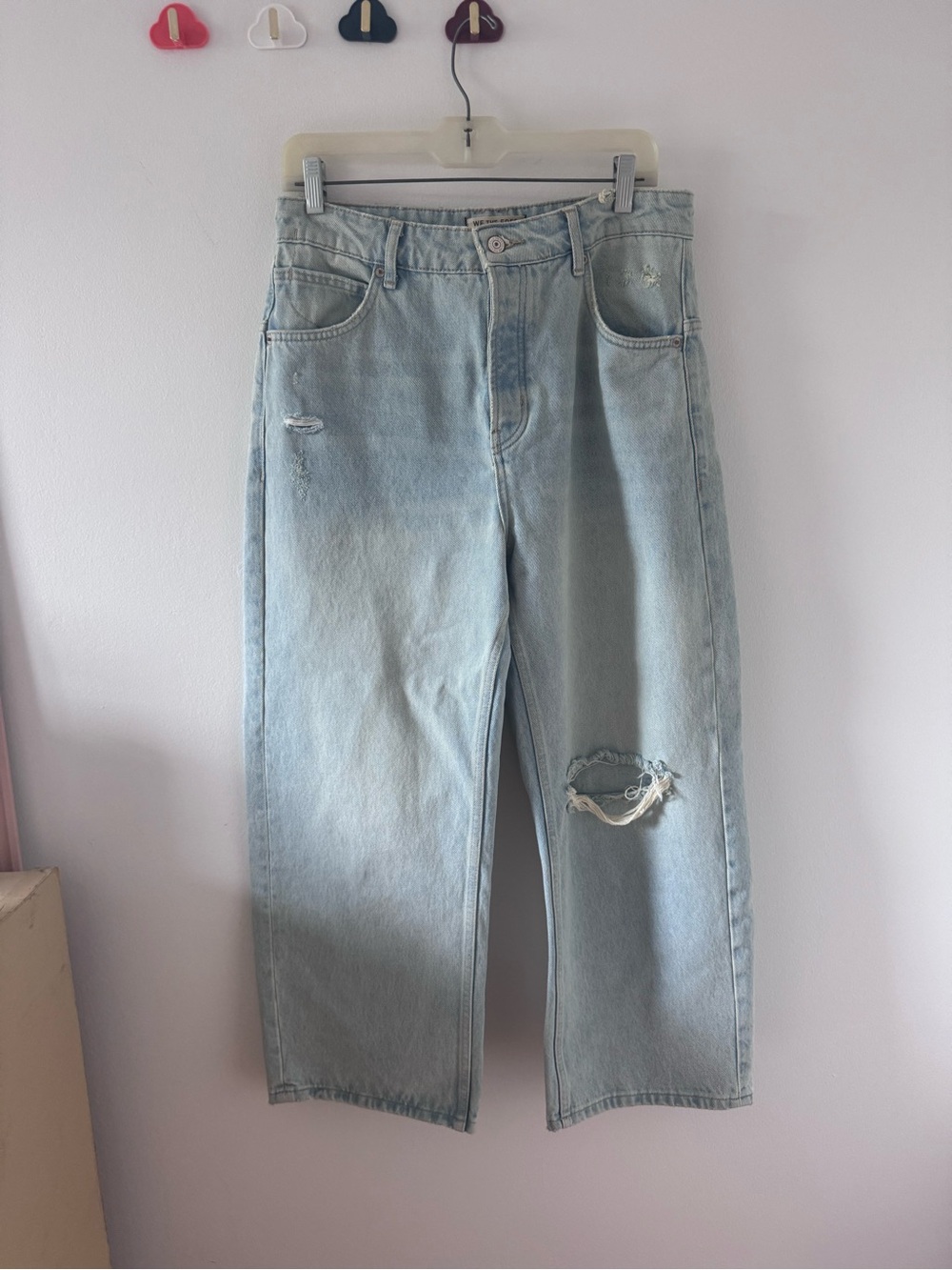 We The Free Light Blue Straight Leg Distressed Jeans